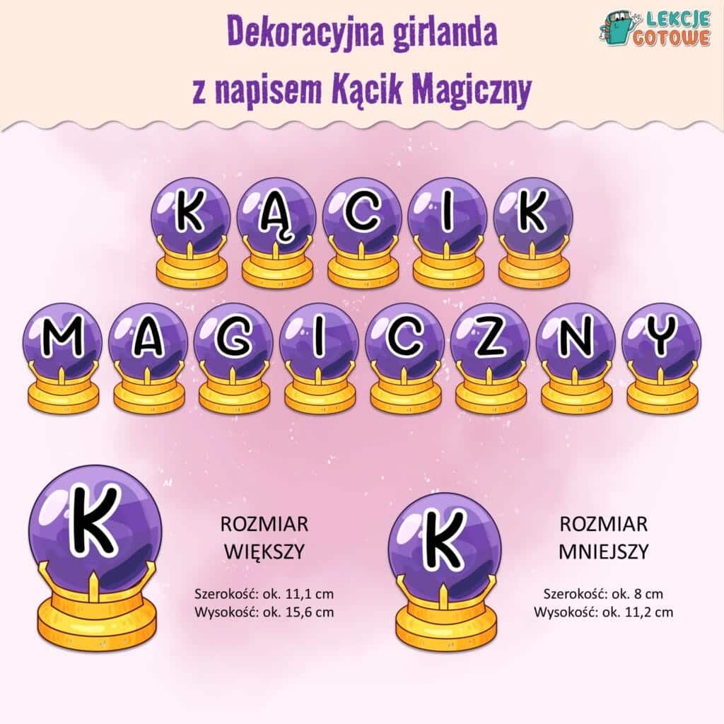 Dekoracyjna girlanda z napisem Kącik Magiczny
