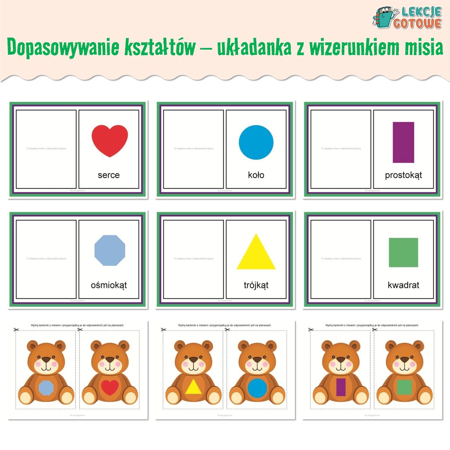 Dopasowywanie kształtów – układanka z wizerunkiem misia