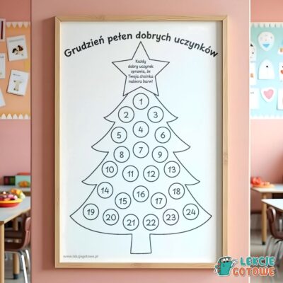 kalendarz adwentowy dobre uczynki boże narodzenie adwent karty pracy pomysły zima do druku