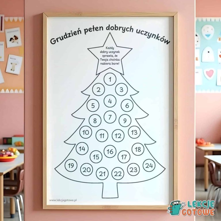 kalendarz adwentowy dobre uczynki boże narodzenie adwent karty pracy pomysły zima do druku