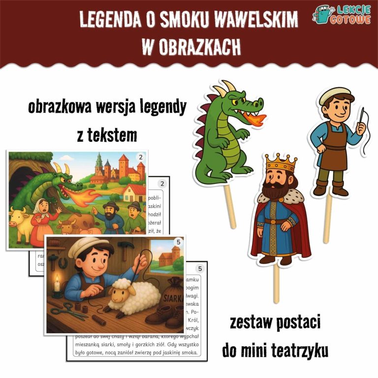 Legenda w obrazkach Smok Wawelski święto niepodległości święta narodowe polska bajki pomysły teatrzyk ilustracje