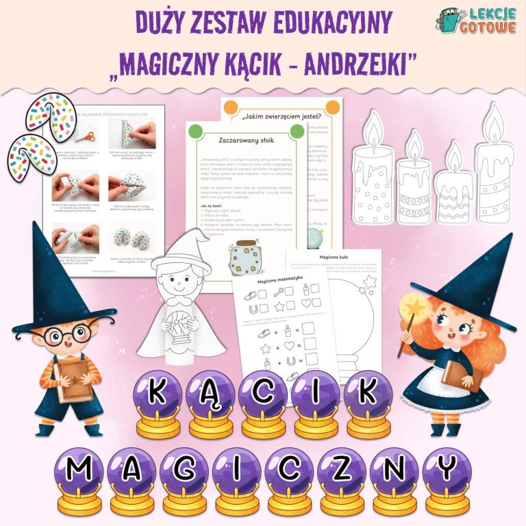 andrzejki zadania ćwiczenia magiczny kącik wróżby przedszkole dla dzieci do druku pomysły karty pracy materiały do druku pdf