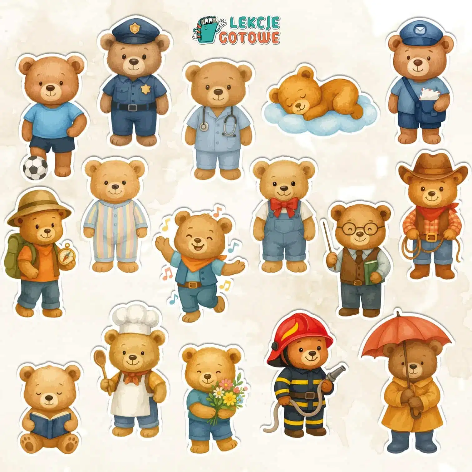 Na tropie misia zabawa terenowa bingo do druku misie misiaczki dzień pluszowego misia ilustracje ozdoby dekoracje do druku pdf pomysły gra