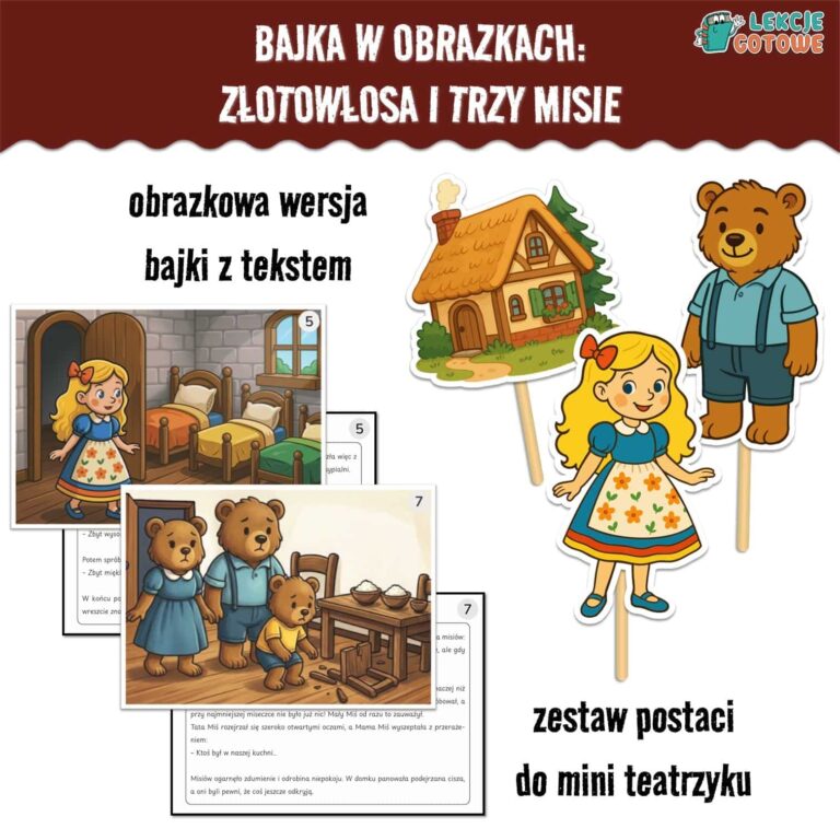 bajka w obrazkach złotowłosa i trzy misie niedźwiadki pluszowego misia dzień postaci z bajek pomysły teatrzyk