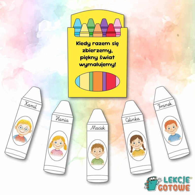 dekoracja ścienna ozdoba dzień kredki kredka kolorowanka pdf do druku pomysły