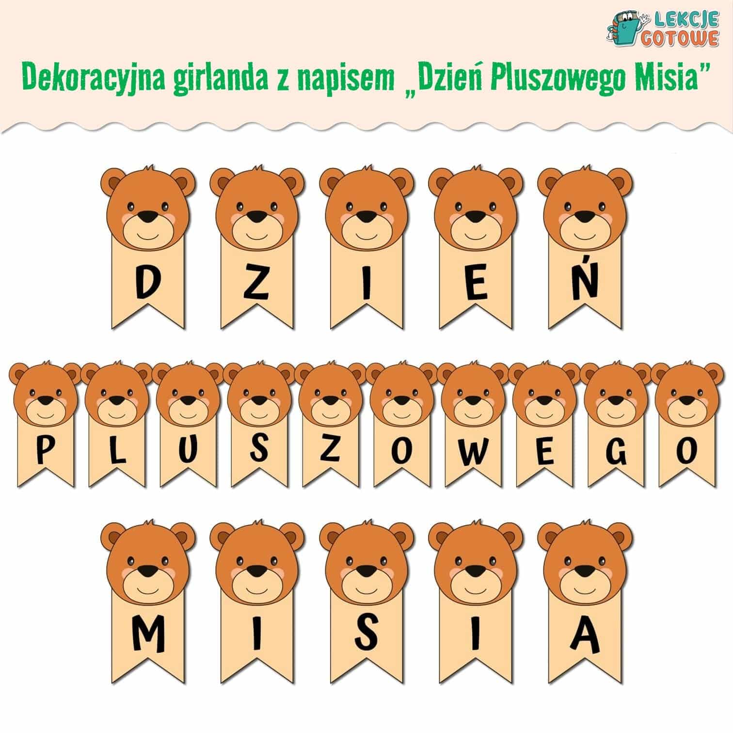 dekoracyjna girlanda z napisem - dzień pluszowego misia