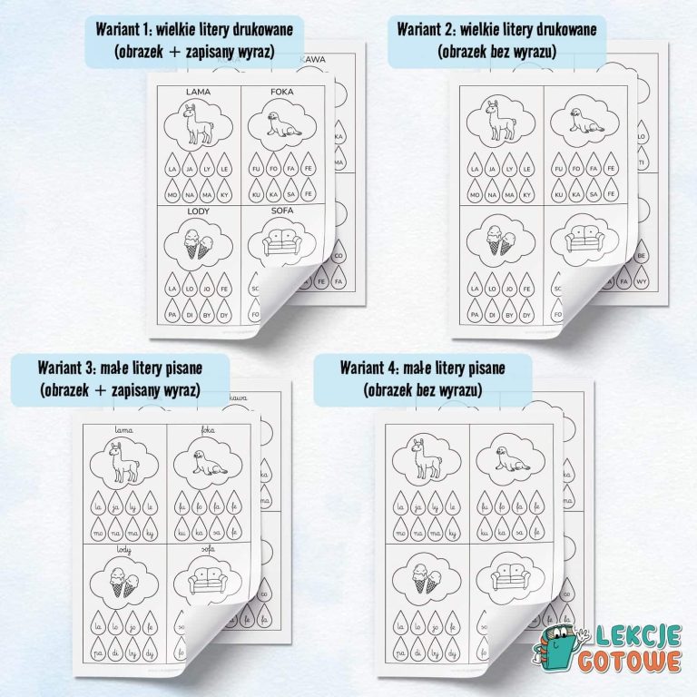 deszczowe sylaby karty pracy jesień materiały pdf do druku pomysły czytanie sylabizowanie