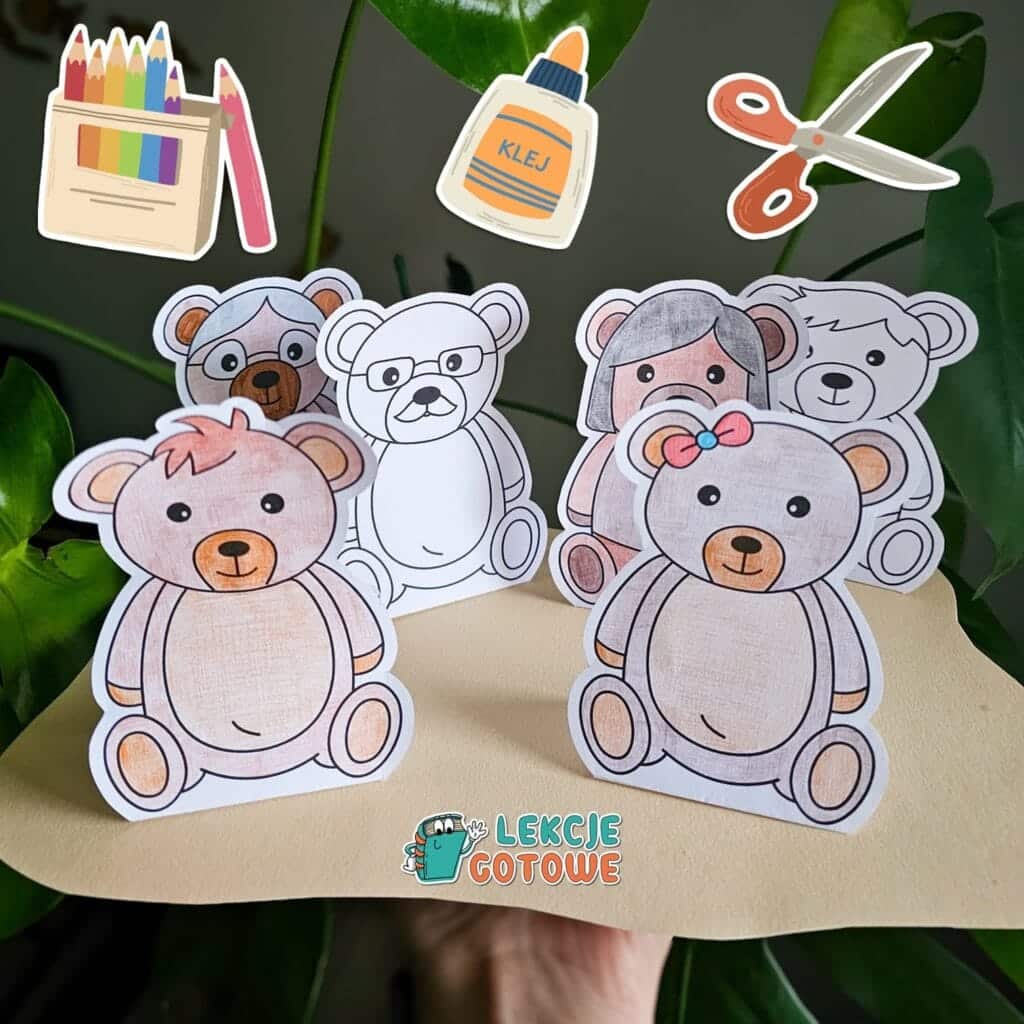 misiowa rodzinka - szablon kolorowanki na dzień pluszowego misia