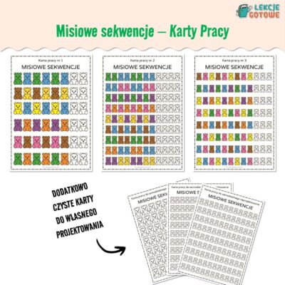 misiowe sekwencje - karty pracy na dzień pluszowego misia
