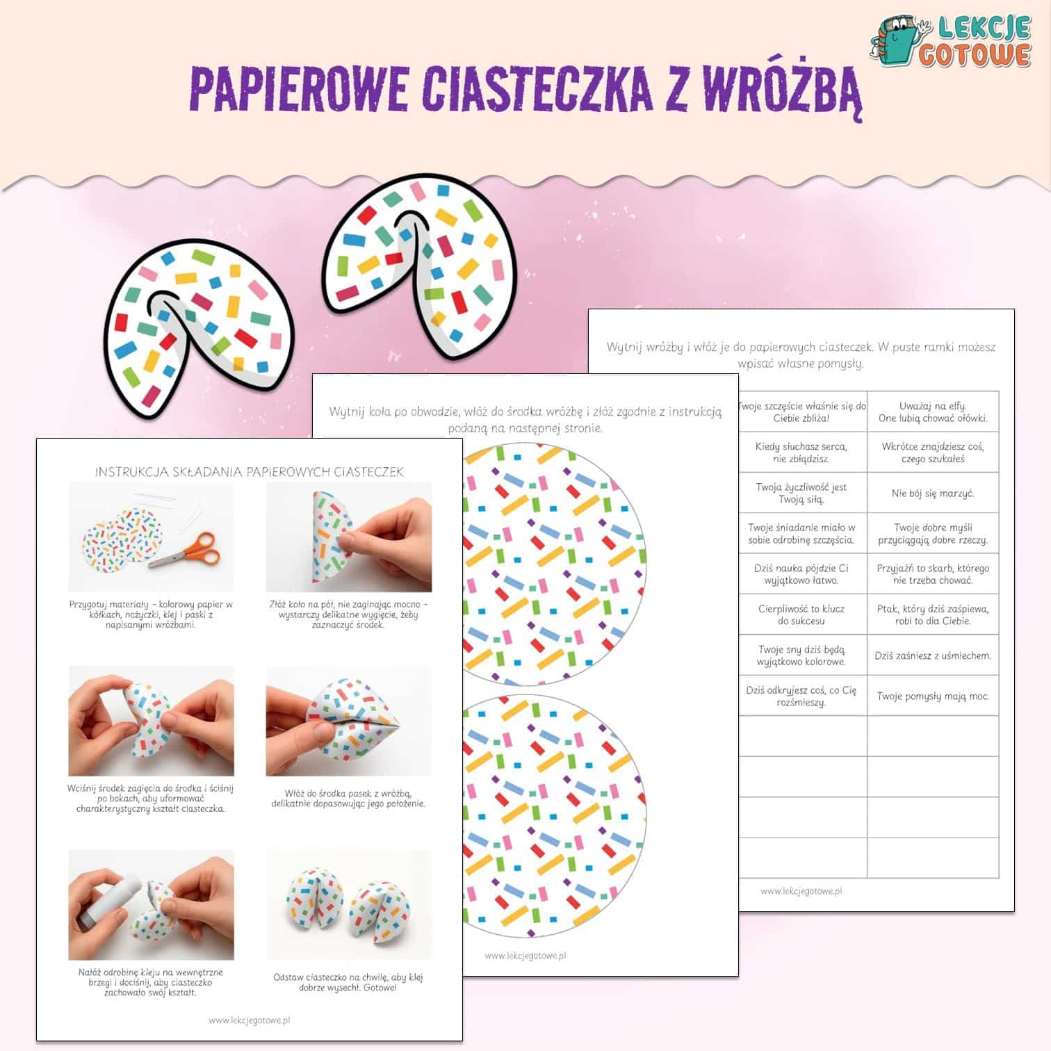 papierowe ciasteczka z wróżbą
