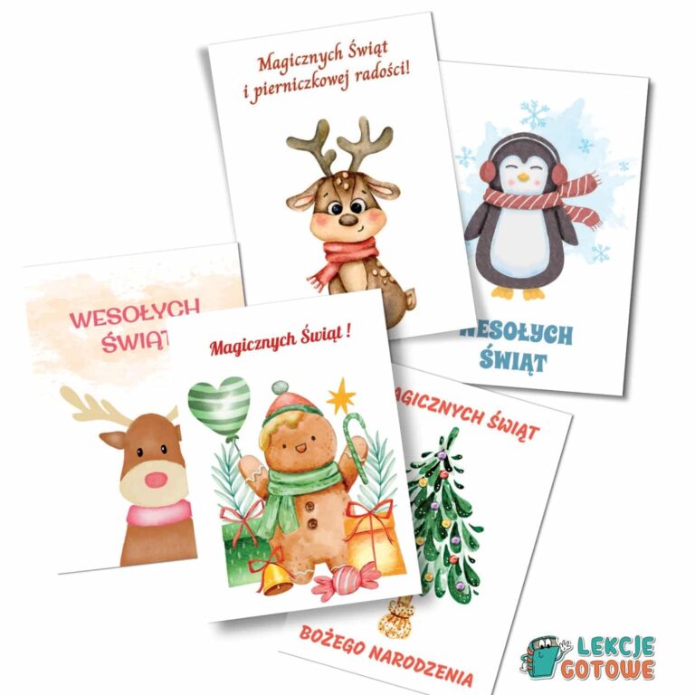 kartki świąteczne okolicznościowe boże narodzenie święta prezenty do druku szablony pomysły wzory prace plastyczne pdf