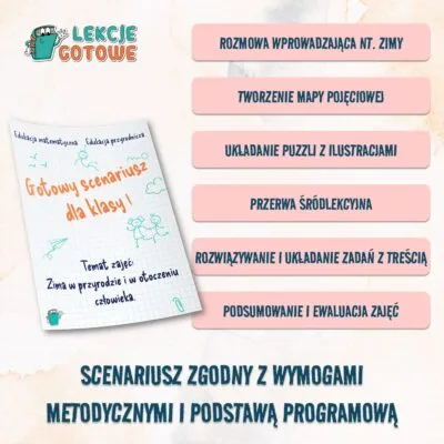 gotowy scenariusz zajęć dydaktycznych pdf materiały do druku zima w przyrodzie i otoczeniu człowieka klasa 1 pomoce dydaktyczne edukacyjne podstawa programowa pomysły scenariusze