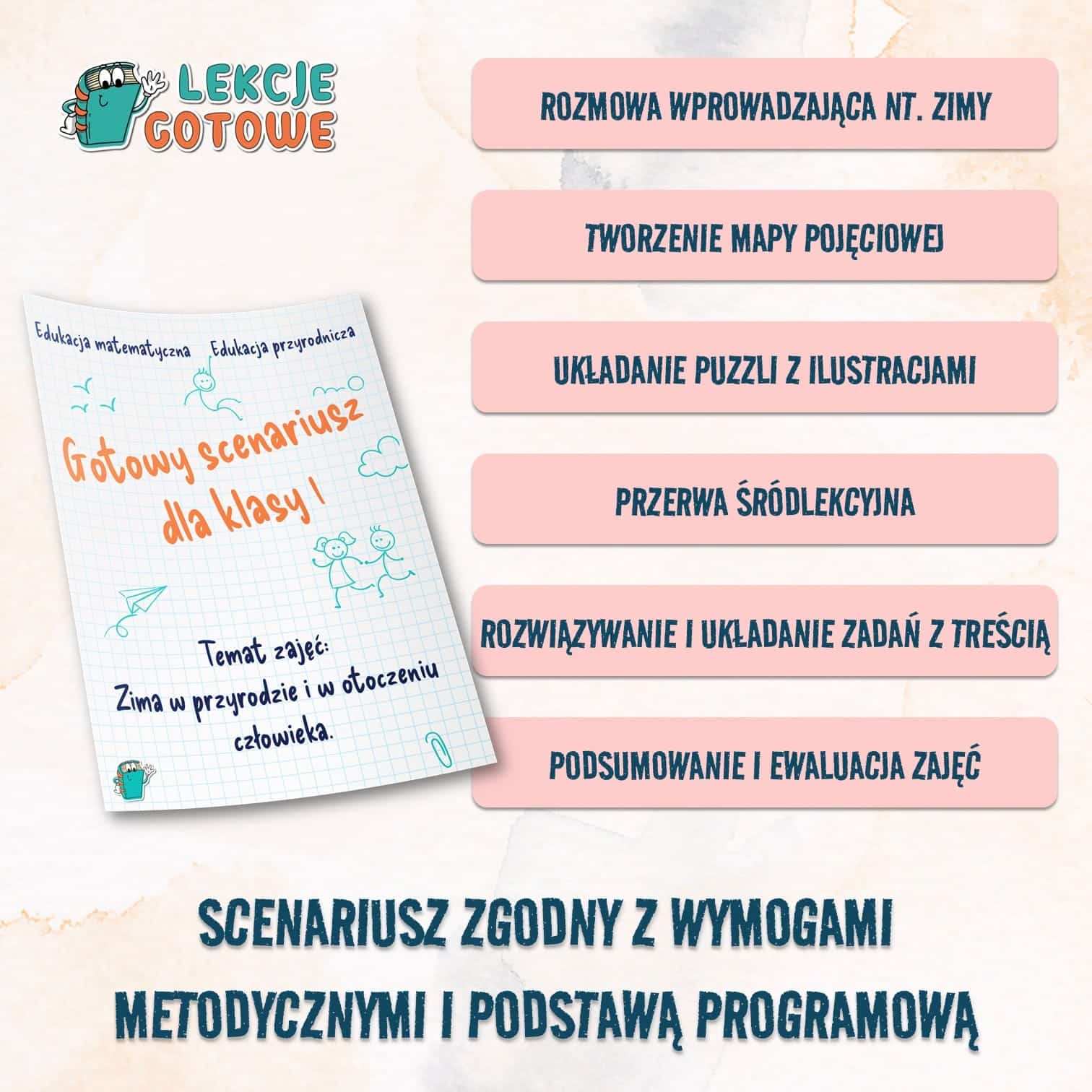 gotowy scenariusz zajęć dydaktycznych pdf materiały do druku zima w przyrodzie i otoczeniu człowieka klasa 1 pomoce dydaktyczne edukacyjne podstawa programowa pomysły scenariusze