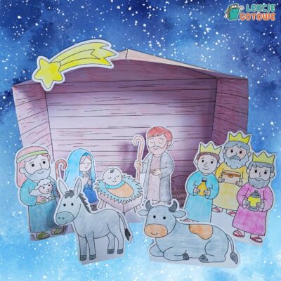 Stajenka Bozonarodzeniowa szablony z papieru 3D boże narodzenie szopka narodziny jezusa dekoracje święta ozdoby diy