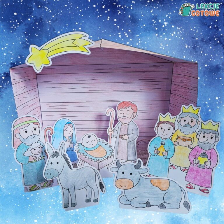 Stajenka Bozonarodzeniowa szablony z papieru 3D boże narodzenie szopka narodziny jezusa dekoracje święta ozdoby diy