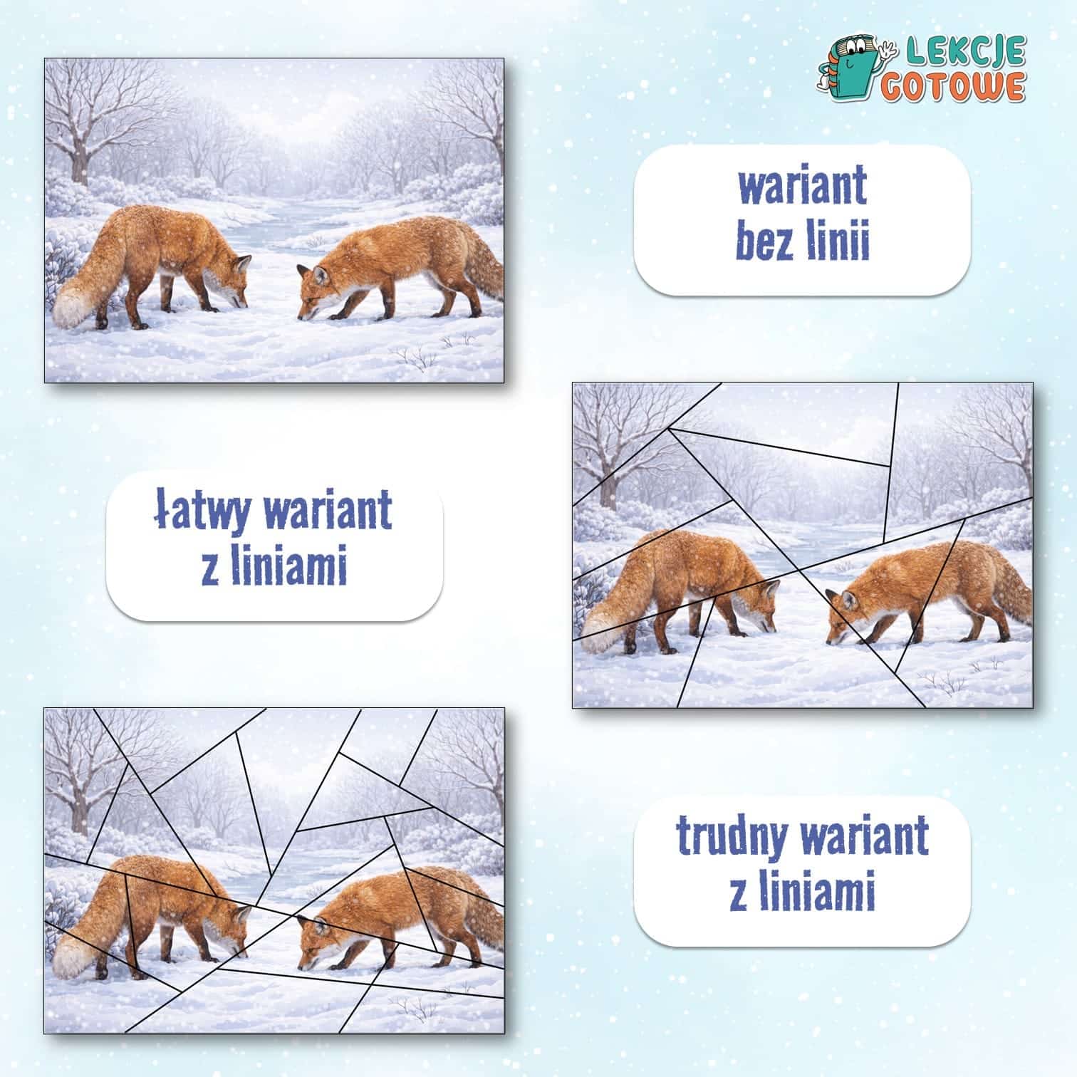 Układanka puzzle Zima w przyrodzie i w otoczeniu człowieka dodatek do scenariusza pdf pomysły