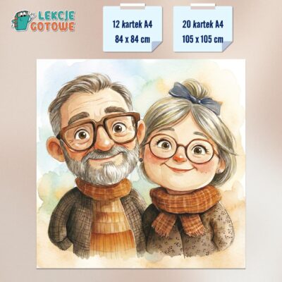 dzień babci i dziadka święto przedstawienie dekoracja ścienna napis girlanda do druku materiały pdf babcia i dziadek