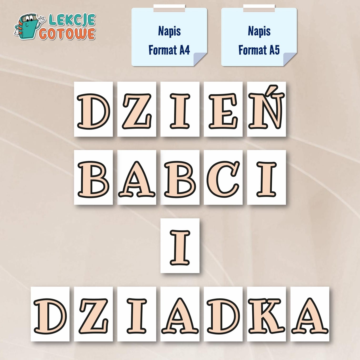 dzień babci i dziadka święto przedstawienie dekoracja ścienna napis girlanda do druku materiały pdf babcia i dziadek