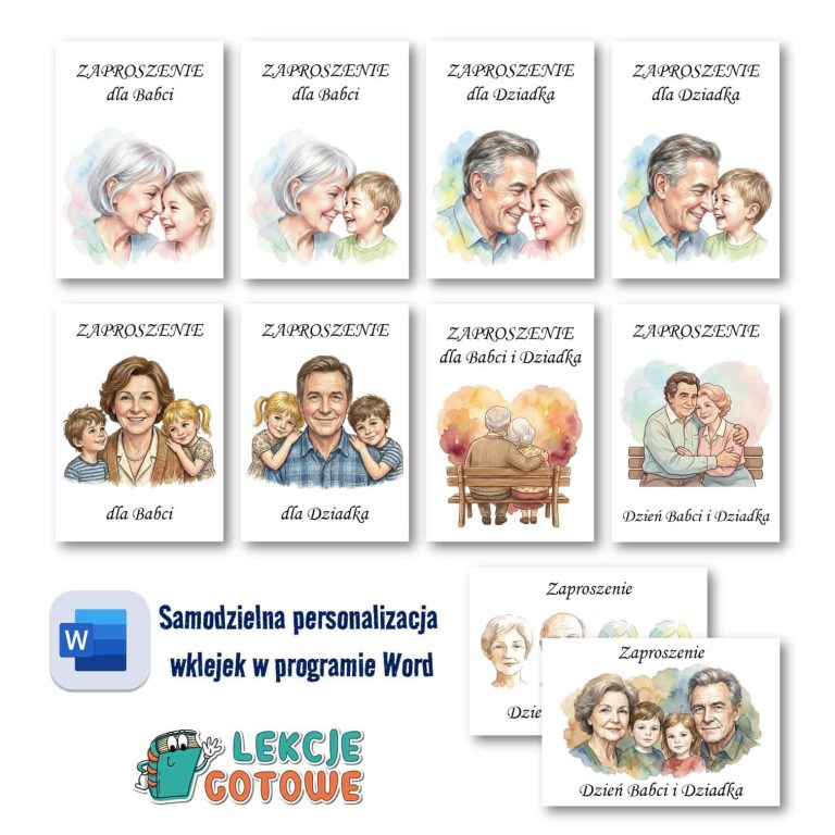 Zaproszenia z wklejkami Dzień Babci i Dziadka zaproszenie święto styczeń pomysły scenariusz do druku edycji materiały pdf