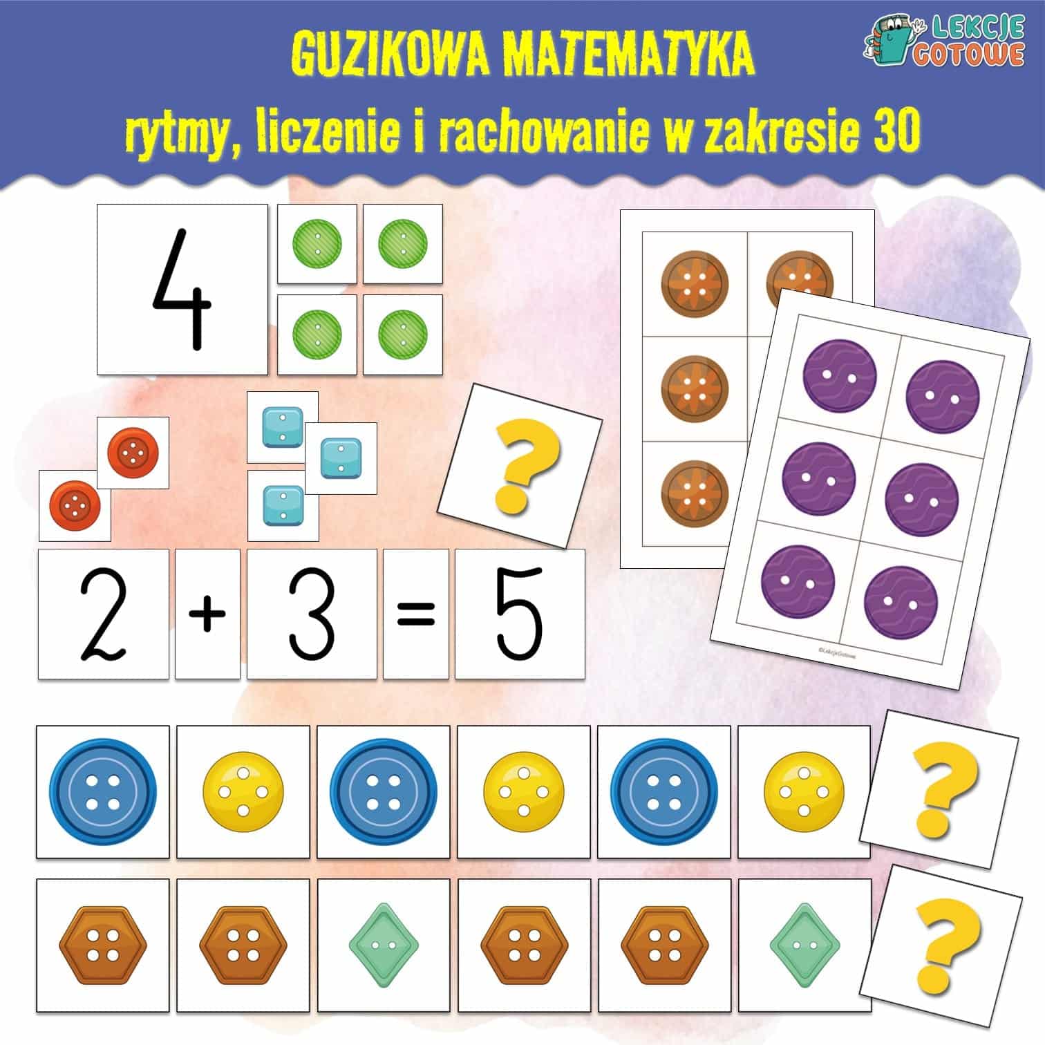 guzikowa matematyka dzień guzika układanka rytmy liczenie rachowanie do druku zadania ćwiczenia edukacja matematyczna pomysły