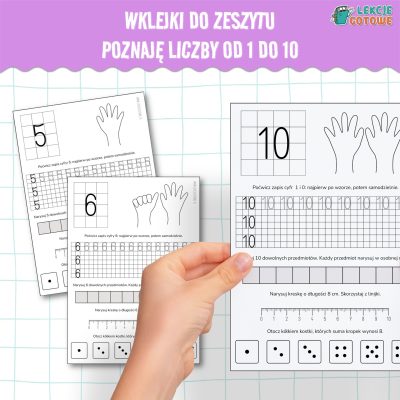 Wklejki do zeszytu liczby od 1 do 10 matematyka pdf edukacja matematyczna matematyka karty pracy ćwiczenia pisanie po śladzie pomoce materiały dydaktyczne pdf do druku