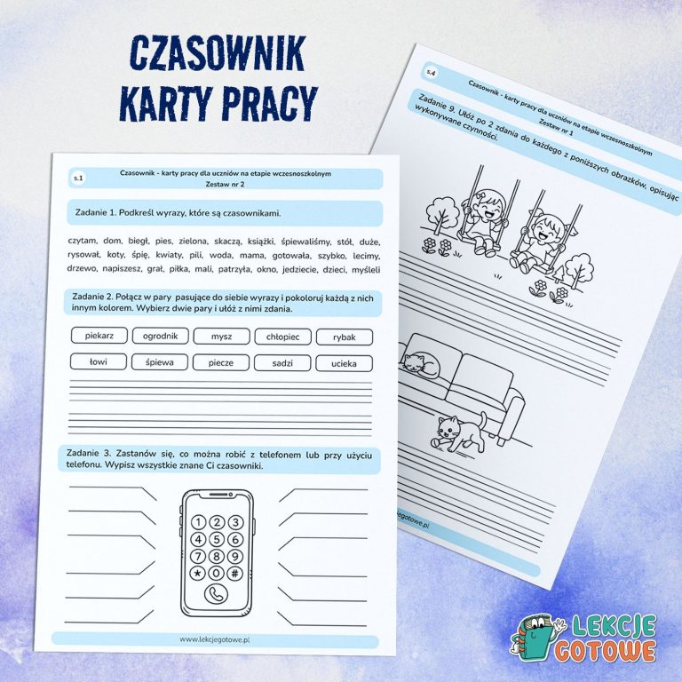 części mowy czasownik karty pracy zadania ćwiczenia utrwalenie wiadomości klasa 1 2 3 edukacja polonistyczna wczesnoszkolna nauczanie zintegrowane pdf do druku do pobrania
