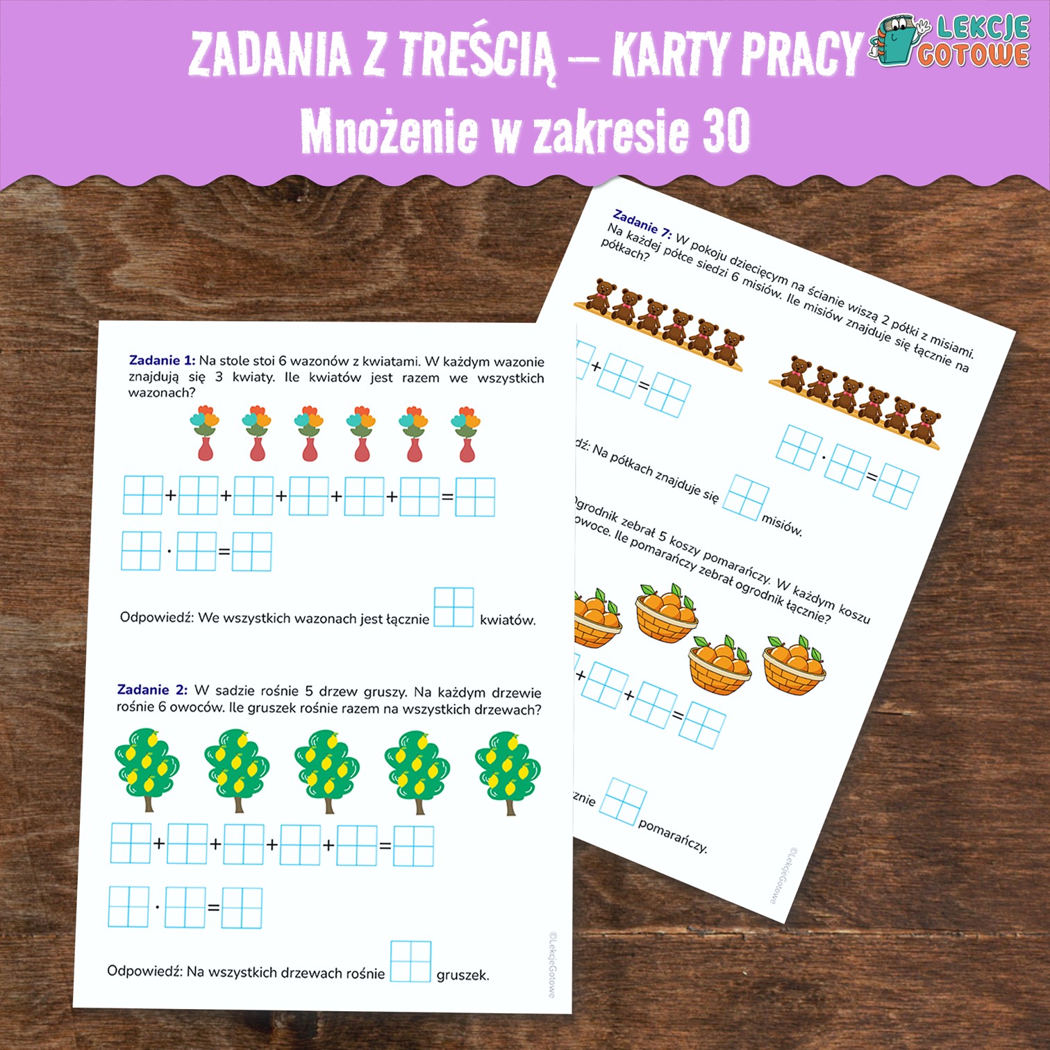 zadania z treścią tekstowe edukacja matematyczna matematyka ćwiczenia zadania pdf do druku mnożenie w zakresie 30