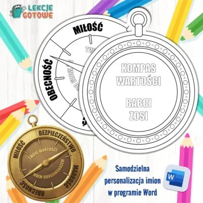 kompas wartości dla babci lub dziadka dzień święto upominek prezent pomysły pdf do druku materiały pomoce