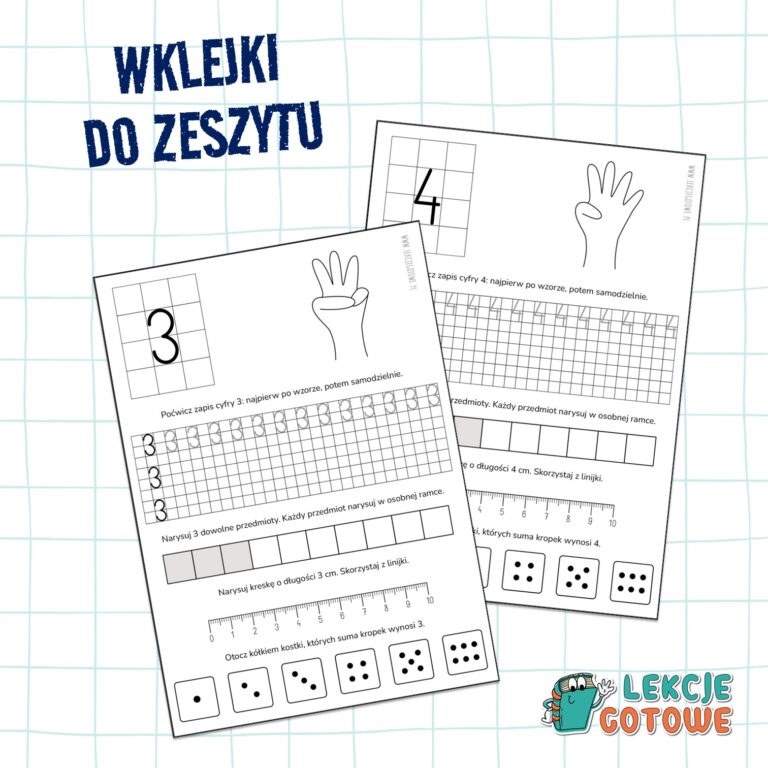 Wklejki do zeszytu liczby od 1 do 10 matematyka pdf edukacja matematyczna matematyka karty pracy ćwiczenia pisanie po śladzie pomoce materiały dydaktyczne pdf do druku