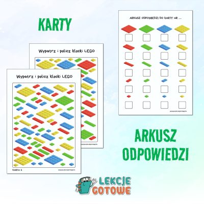 Wypatrz i policz klocki LEGO karty pracy pdf matematyka edukacja matematyczna darmowe materiały do pobrania ćwiczenia zadania dla dzieci