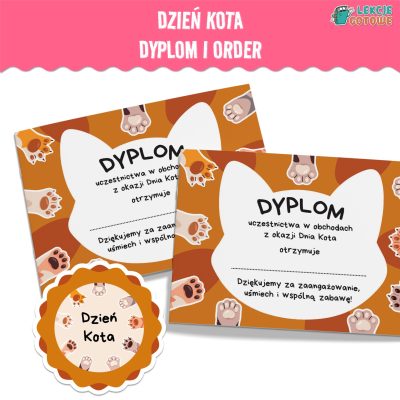 dzień kota dyplom order upominek do druku materiały pomoce edukacyjne pdf