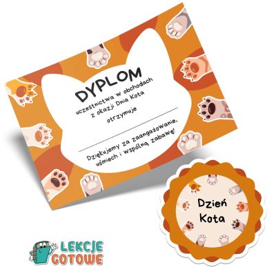 dzień kota dyplom order upominek do druku materiały pomoce edukacyjne pdf
