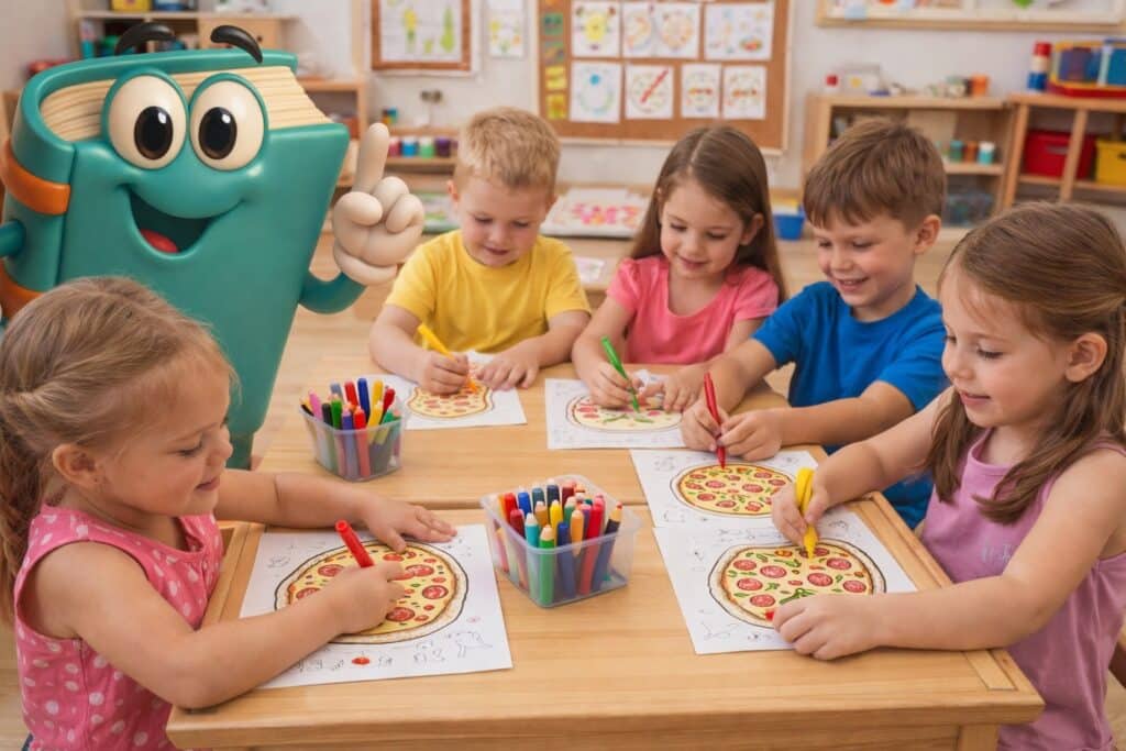 dzień pizzy karty pracy, kolorowanki i scenariusze