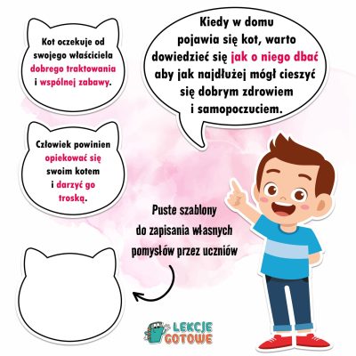 jak dbać o kota dzień kota materiał na gazetkę plansze demonstracyjne edukacyjne materiały do druku pdf