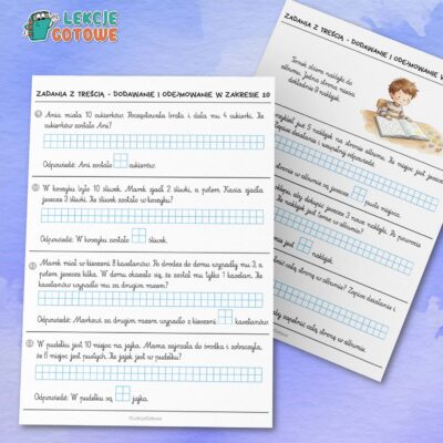 zadania tekstowe z treścią ćwiczenia karty pracy edukacja matematyczna matematyka do druku pdf dodawanie i odejmowanie w zakresie 10