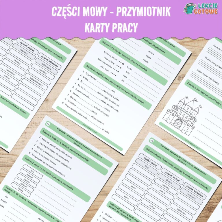 części mowy edukacja polonistyczna przymiotnik karty pracy pdf do druku zadania ćwiczenia dla dzieci klasa 2 3 nauczanie zintegrowane język polski