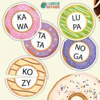 sylabowe pączki układanka nauka czytania sylaby otwarte słowa czytanka pomoce dydaktyczne edukacja polonistyczna tłusty czwartek karnawał pomysły