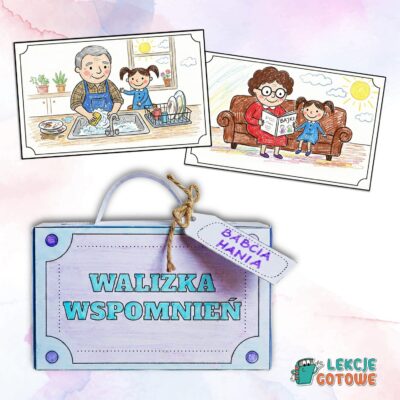 walizka wspomnień pudełko na rysunki szablony na upominki dzień babci i dziadka święto pomysły prezent materiały do druku pdf uroczystość