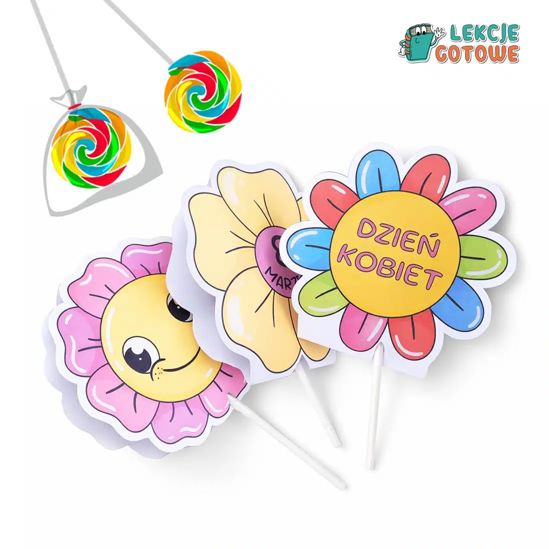 szablony na upominki lizaki dzień kobiet wzory do druku pdf materiały okolicznościowe dla dzieci pomysły na prezent