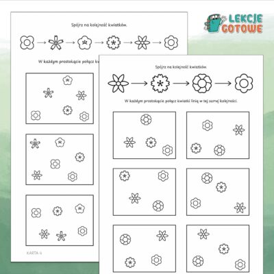 odwzorowanie kolejności rytmy sekwencje percepcja wzrokowa materiały dydaktyczne edukacyjne terapeutyczne pdf sdo druku wiosna kwiaty karty pracy