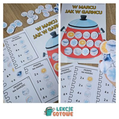 Przepis na marzec pogodowa układanka matematyczna w marcu jak w garncu przysłowie pogoda pomoc dydaktyczna motoryka mała liczenie Edukacja przyrodnicza symbole pogody dla dzieci pdf do druku