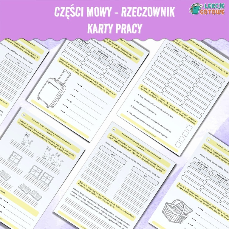 części mowy edukacja polonistyczna rzeczownik karty pracy pdf do druku zadania ćwiczenia dla dzieci klasa 2 3 nauczanie zintegrowane język polski
