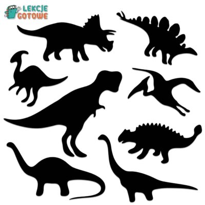 Sylwety dinozaurów szablony do prac plastycznych dzień dinozaura wzory dla dzieci do druku tyranozaur triceratops diplodok