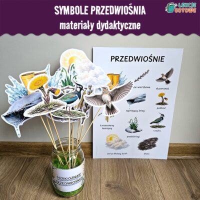 symbole przedwiośnia wiosna materiały dydaktyczne pomoce do druku ptaki kwiaty wiosenne plakat gazetka pomysły dla dzieci marzec