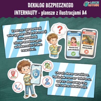 dekalog bezpiecznego internauty pdf do druku kodeks cyberbezpieczeństwo dzień bezpiecznego internetu edukacja informatyczna materiały plansze pomoce