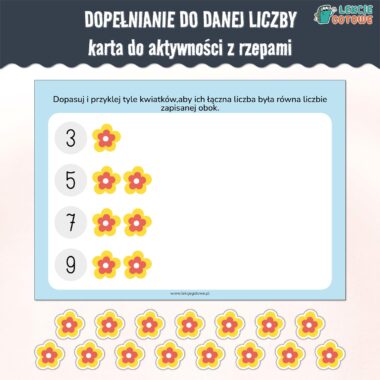 dopełnianie do danej liczby karta do aktywności z rzepami lamibook liczenie rachowanie edukacja matematyczna książeczka dla dzieci rzepy pomoce materiały edukacyjne