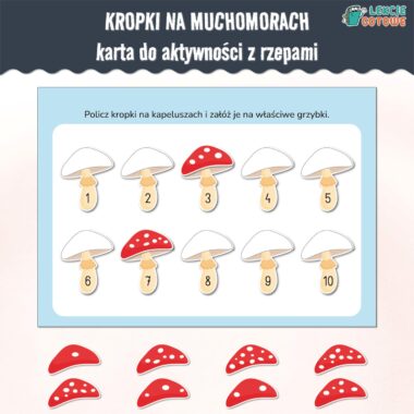 kropki na muchomorach karta do aktywności z rzepami lamibook liczenie rachowanie edukacja matematyczna książeczka dla dzieci rzepy pomoce materiały edukacyjne
