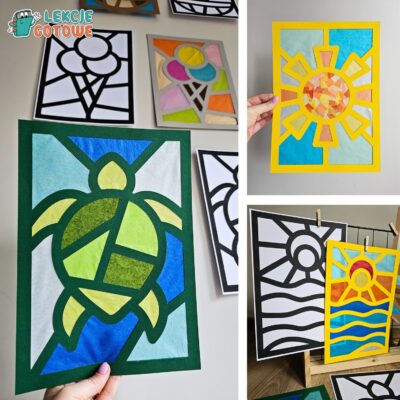 lato letnie witraże kolorowanki wycinanki praca plastyczna pomysły przedszkole dla dzieci plastyka materiały do druku pdf