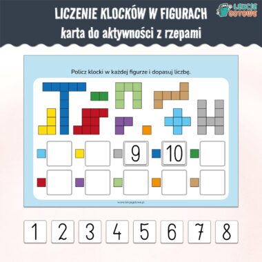 liczenie klocków w figurach karta do aktywności z rzepami lamibook liczenie rachowanie edukacja matematyczna książeczka dla dzieci rzepy pomoce materiały edukacyjne