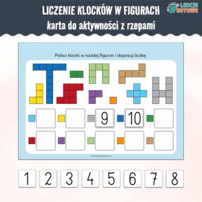 liczenie klocków w figurach karta do aktywności z rzepami lamibook liczenie rachowanie edukacja matematyczna książeczka dla dzieci rzepy pomoce materiały edukacyjne